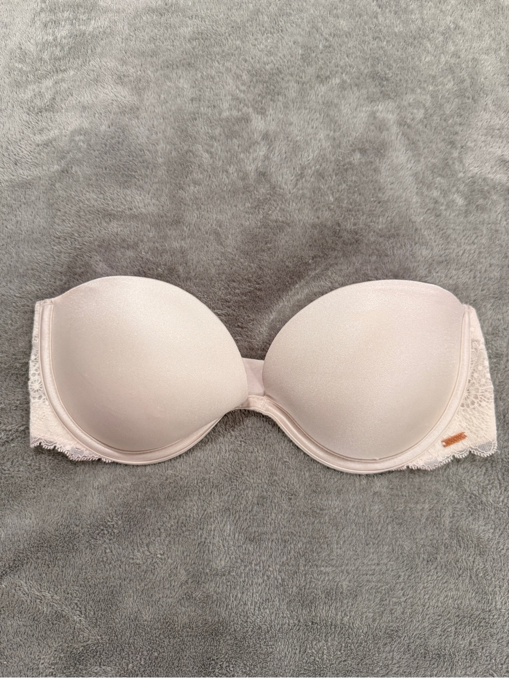 PINK Victoria's Secret Strapless Lace-Trim Pale Pink Bandeau Bra